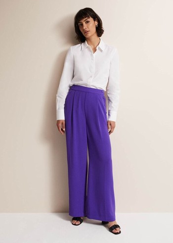 Phase Eight Azylnn Purple Wide Legs Trousers Purple USA | 2560718-IX